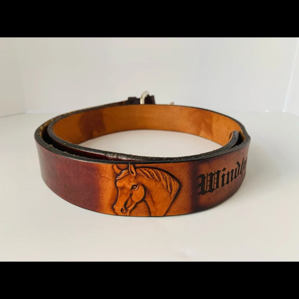 Gavere Leather Belt Horsehead  35-40 Country Western Americana